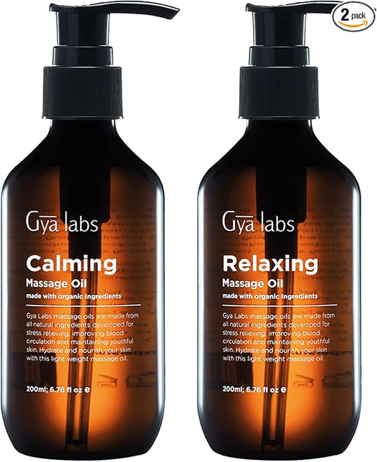 Calming Oil for Body & Relaxing Massage Oil for Muscle Set - Aromatherapy Grade Essential Oils Set - 2x200ml - Gya Labs