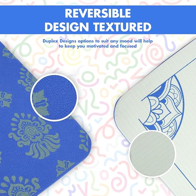 HOME ARCHIVE Premium Yoga Mat 6mm Print Reversible Extra Thick and Large Non Slip Exercise & Fitness Mat for All Types of Yoga Pilates & Floor Workouts (78" x 24" x 6mm Thick)