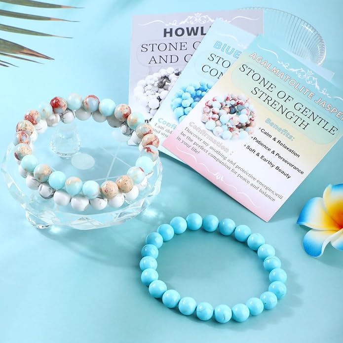 NCB 2.3-Piece 4mm Natural Crystal Gemstone Stretch Bracelets – Handmade Reiki Energy Healing Jewelry for Meditation,Yoga, Unisex
