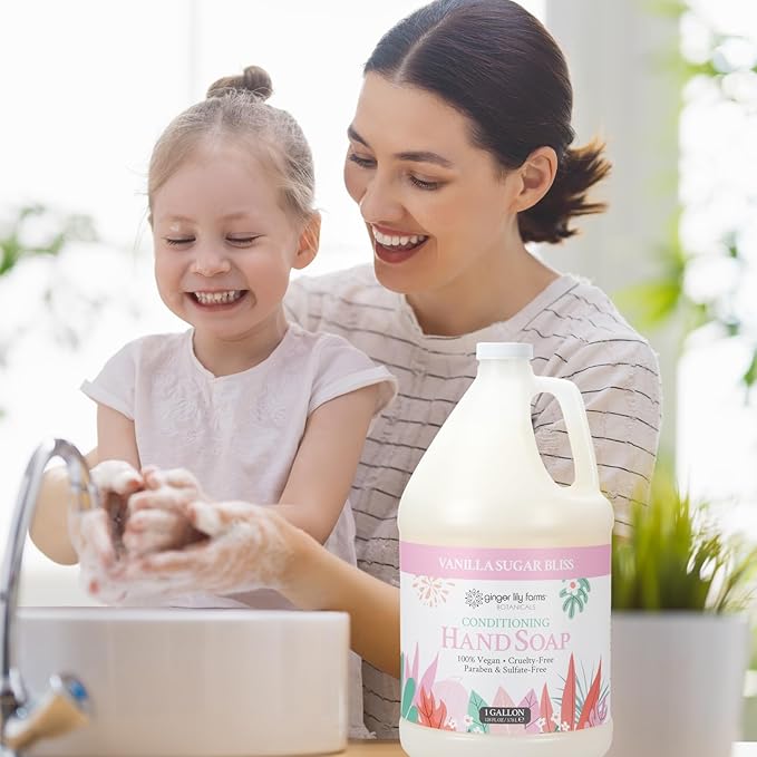 Ginger Lily Farms Botanicals Conditioning Liquid Hand Soap Refill, 100% Vegan & Cruelty-Free, Vanilla Sugar Bliss Scent, 1 Gallon (128 fl oz)