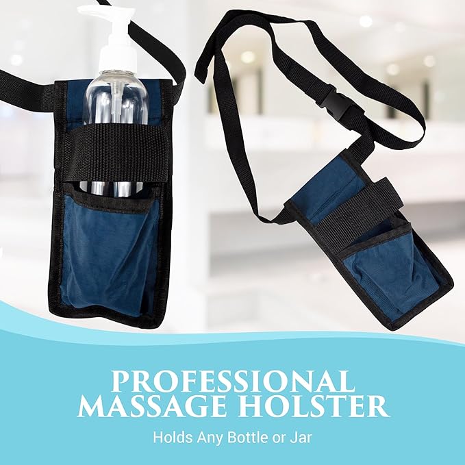 NRG Massage Holster - Single Massage Oil, Lotion and Cream Bottle Holster - Holds up to an 8 Ounce Bottle - 50 Inch Long Adjustable Belt - Durable Nylon Fabric - Washable - Color: Black