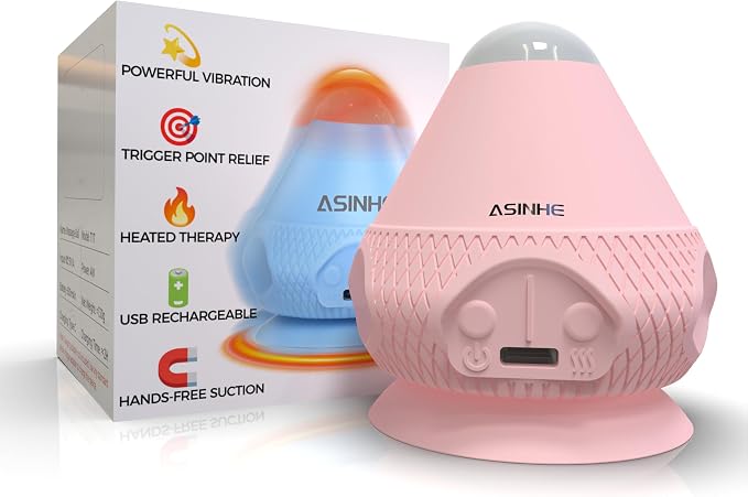 Vibrating Massage Ball with Heat & Suction Cup, Self-Massage Tool for Deep Tissue Muscle Relief, Hands-Free Physio Recovery for Back, Neck, Legs, Portable Heated Trigger Point Massager