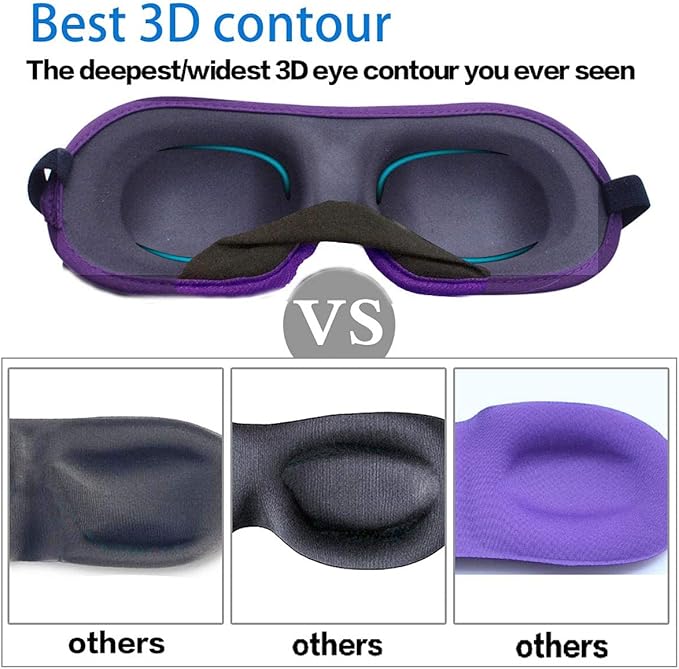 3D Eye mask for Sleeping,Machine Washable, Sleep Mask for Women, Blinder Blindfold Airplane (Black+Navy)