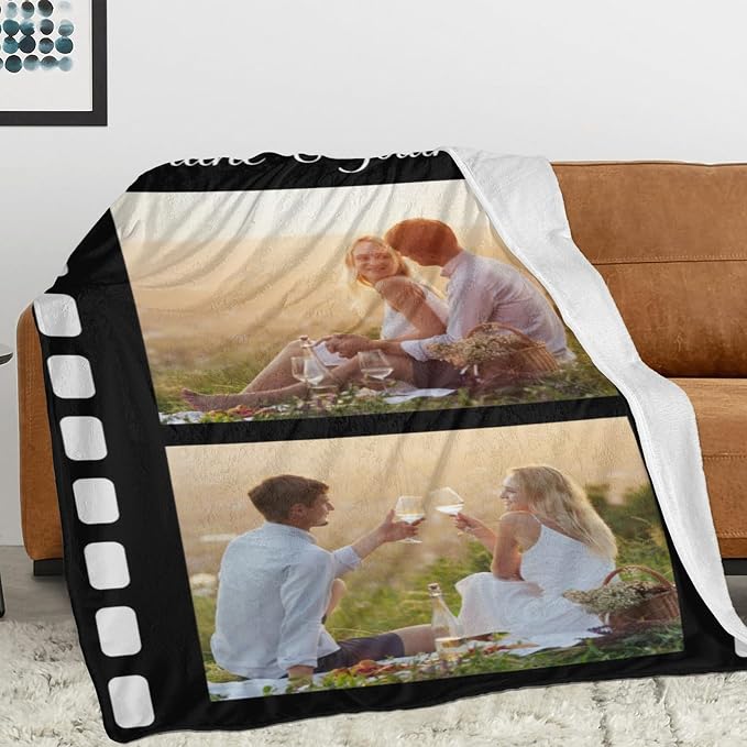 Custom Blankets with Text Photo, Personalized Photo Blankets | Personalized Couple Gifts for Boyfriend Girlfriend, Personalized Mothers Day Christmas Birthday Gifts for Mom Wife Women