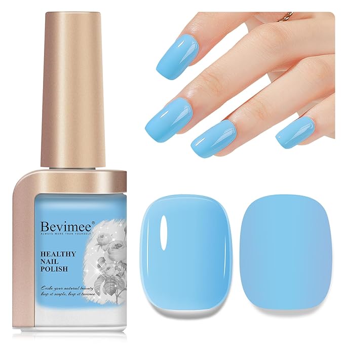 Blue Nail Polish Quick Dry Pastel Nail Lacquer Sheer Color, Light Blue Regular Fast Dry Fingernail Polish Bulk Non Gel Long-Lasting DIY Salon Gift for Women