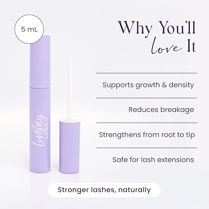 LivBay Thicky Thick Lash Growth Serum, Eyelash Growth Serum with Peptides & Botanicals, Lash Booster for Longer, Fuller & Thicker Lashes, Compatible with Extensions, 5ml