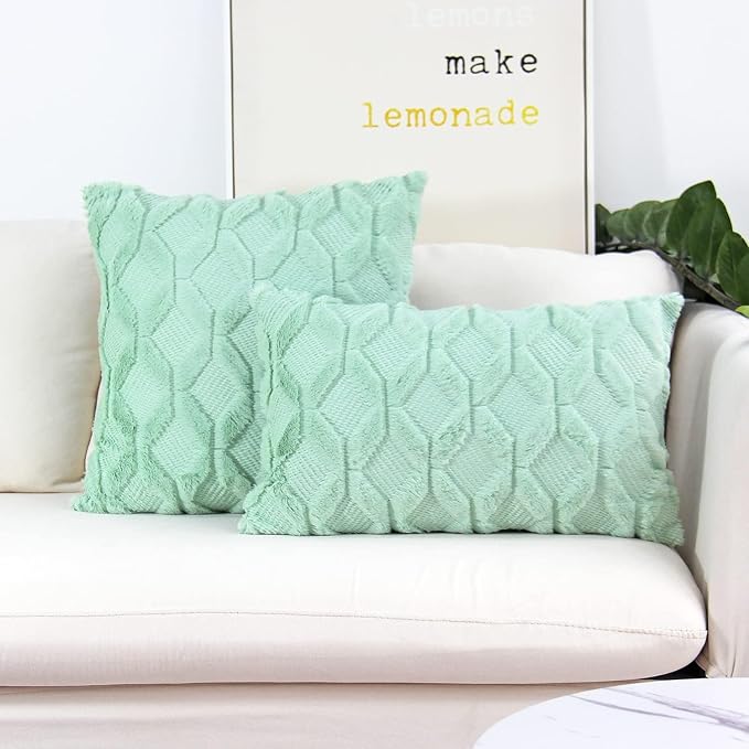 Pack of 2 Bundle Throw Pillow Wide Variety of Colors Size 18"x18", 12"x20" Options with Inserts (Green)