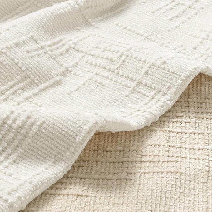 MIULEE Chenille Textured Euro Pillow Covers Cream White 22x22 Set of 2 | Slubby Decorative Throw Pillows, Boho Farmhouse Home Decor, Modern Neutral Cushion Covers for Couch Sofa Bed Living Room