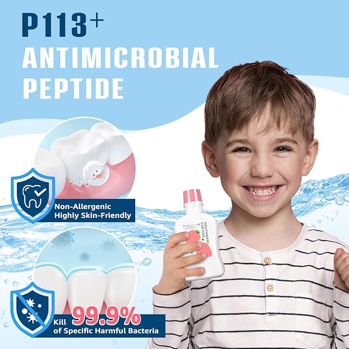 oh care Mouthwash for Kids P113+ Peptide Anti Cavity Mouth Rinse Alcohol Free for Teeth and Gums Safe Oral Hygiene for Newborn to Toddler 11.8 fl oz (11.8 Fl oz, Grape)