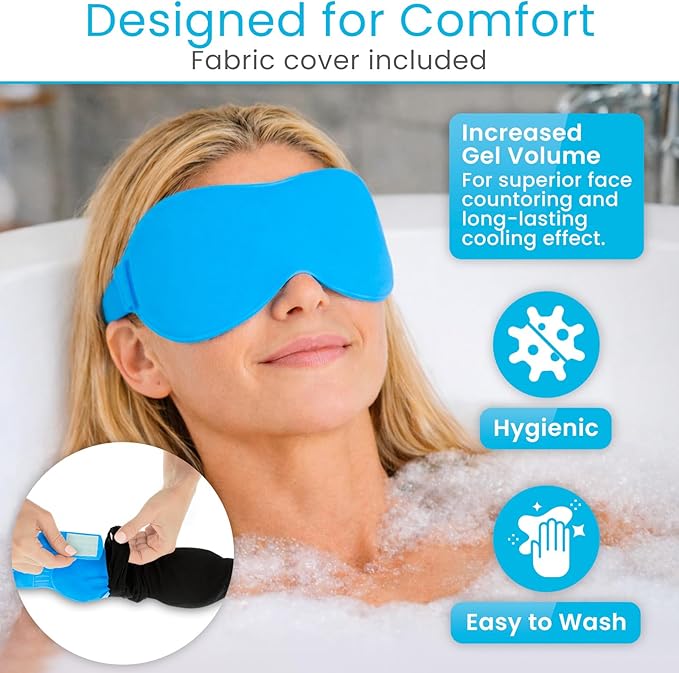 Arctic Flex Cold Eye Mask - Gel Ice Pack for Cool Sleeping, Dry Night Treatment - Reusable Hot Spa Therapy for Sleep, Skin Puffiness, Migraine