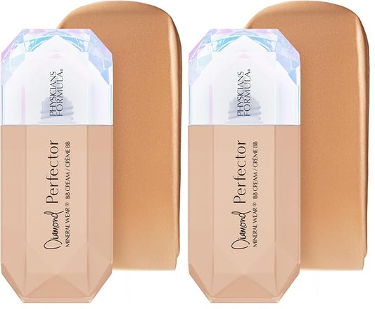 Physicians Formula Mineral Wear®Diamond Perfector BB Cream, 10 in 1 Skin Perfecting Beauty Balm, Lightweight & Luminous Finish - Tan to Deep (Pack of 2)