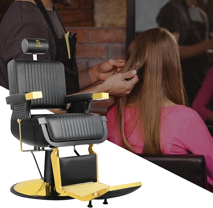 Barber Chair Hydraulic Reclining Salon Chair 360 Degrees Swivel Heavy Duty Styling Chairs for Hair Stylist Barber Salon Black