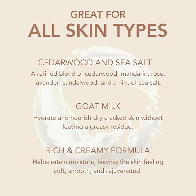 Dionis Goat Milk Hand & Body Cream Cedarwood & Sea Salt 3.3oz (Pack of 1)