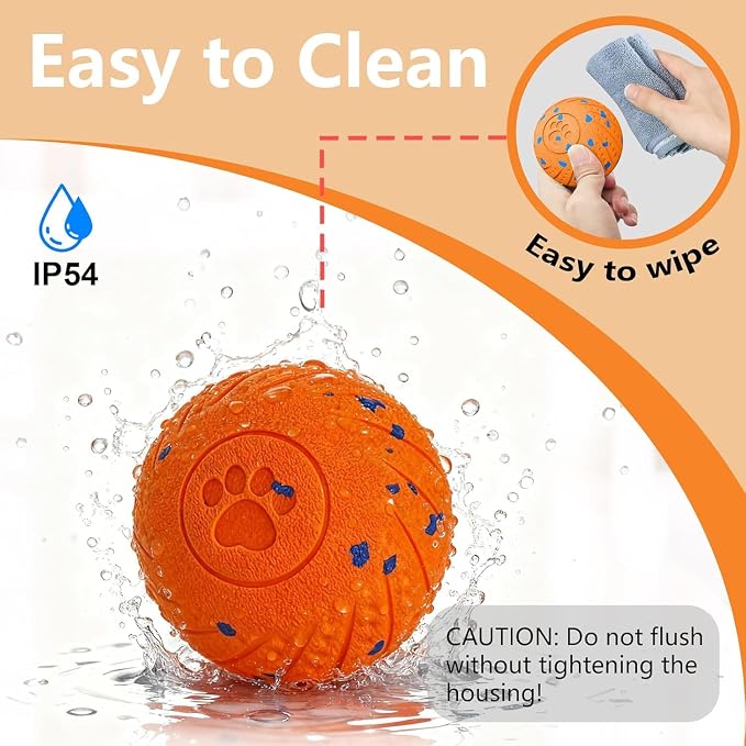 Interactive Dog Toys Smart Ball for Aggressive Chewers Auto Bounce Orange