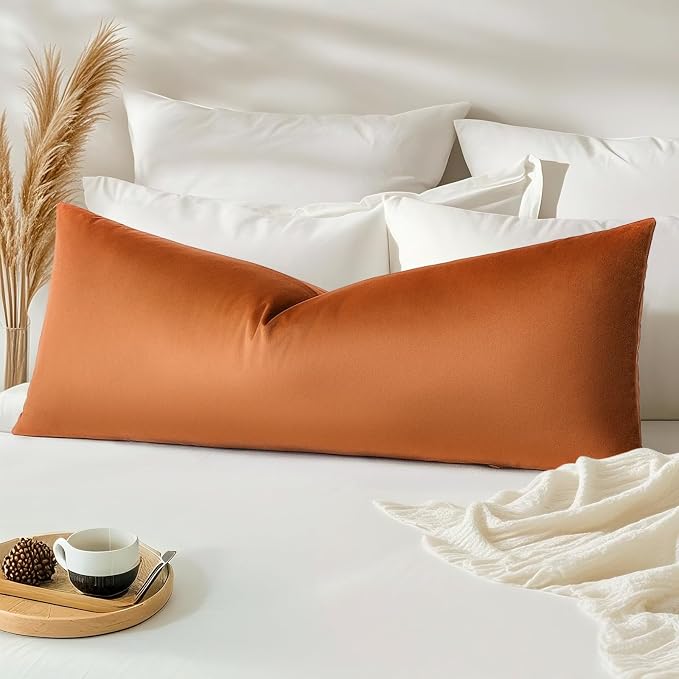 Artscope Luxury Velvet Lumbar Pillow Cover Super Soft Decorative Rectangle Throw Pillow Covers Case Cushion Covers for Sofa Couch Bedroom Car Decor 14x36 Inch Orange