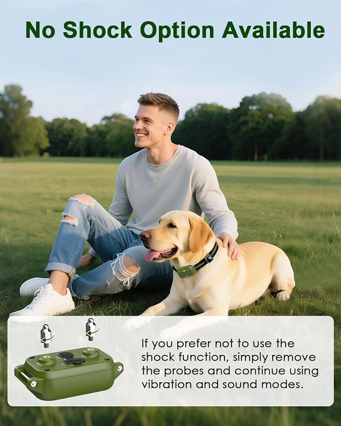 Shock Collar for Dogs, Dog Training Collar with Remote Control | IP67 Waterproof Receiver, Beep, Vibration, Safe Static Modes, Rechargeable，Adjustable Fit for 15–110 lb Dogs