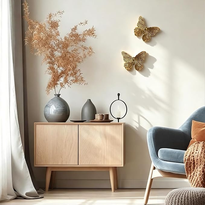 SIYOTTA Vintage 3D Butterfly Wall Art 2Pcs 5"×4" Resin Indoor Outdoor Decor | Handcrafted Vintage Resin Butterfly Wall Decor, Weatherproof for Living Room Bedroom Garden Yard Gallery Use