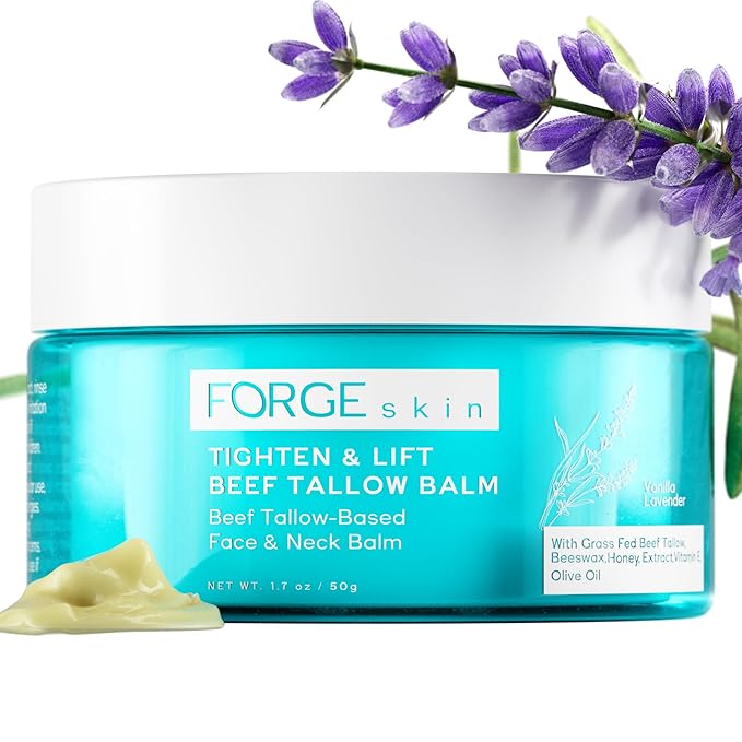 Forge Skin® Tighten & Lift Balm for Women [TALLOW-BASED] - Beef Tallow & Honey Extract Face Moisturizer - Natural Cream - Hydrating Facial Lotion - Anti Aging Skincare with Essential Oils (1.7 OZ)
