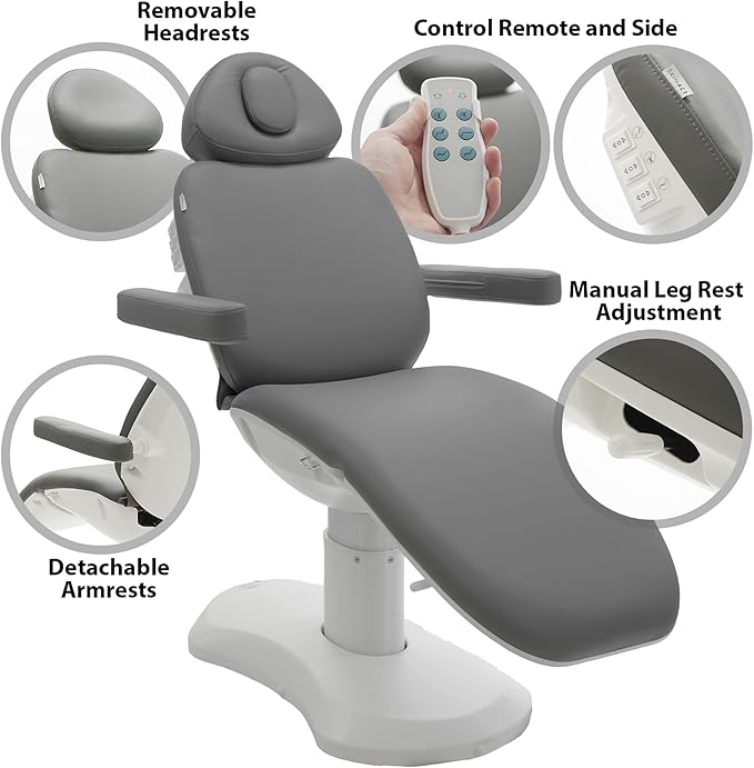 SKINACT Madison Electric Spa Facial Treatment Chair/Table (Gray)