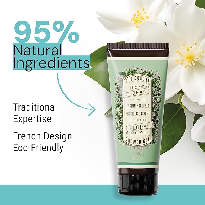 Panier des Sens - Jasmine Moisturizing Body Wash for Women & Men - Gentle Shower Gel with 96% Natural Ingredients for Normal, Sensitive Skin - Body Care Made in France, SLS Free, Vegan - 6.8 Floz
