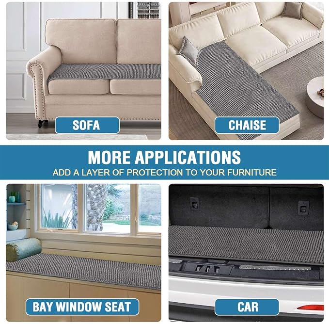 H.VERSAILTEX Plush Chenille Couch Cover for 3 Cushion Couch Anti Slip Washable Sofa Slipcovers Soft and Durable Furniture Protector for Dogs Cats Kids (27.5" x 59", Gray)