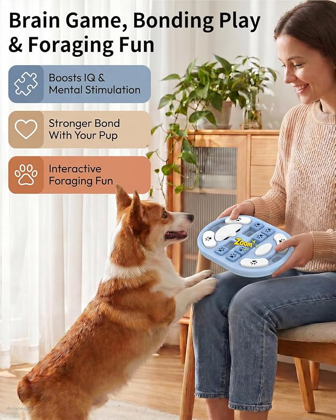 Dog Puzzle Toy, Interactive Enrichment Treat Food Puzzles, Gray | Mental & Brain Stimulation, Slow Feeder, For Smart Puppy Small Medium Large Dogs Cats