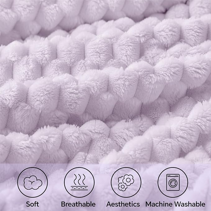 BEDELITE Lavender Throw Blanket for Couch, Soft Cozy Gifts for Women, 50*60 | 3D Jacquard Decorative Fleece Blanket, Super Soft Plush Throws, Cute Birthday Gift for Women & Men, Suitable for All Seasons