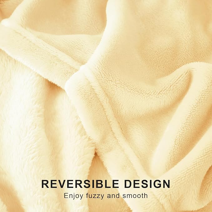 Hansleep Throw Bright Yellow Fleece Blanket, Soft Flannel Bed Blanket | Fuzzy Cozy Blanket 50x60 Inches, Multi-use for Bed, Sofa, Couch, Travel, Camping, All Season Warm Lightweight Cover