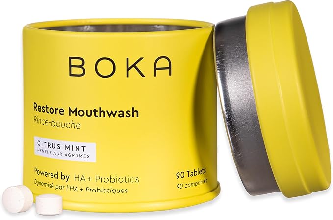 Boka Travel Size Mouthwash Tablets - Hydroxyapatite, Fluoride Free & Alcohol Free - Chewable Tablets to Freshen Breath - (90 Pcs, Citrus Mint)