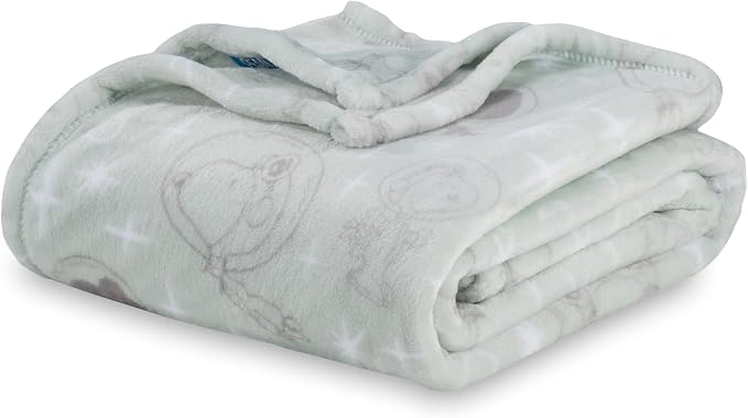 Berkshire Blanket Peanuts® VelvetLoft® Cute Character Snoopy Plush Oversized Kids Throw Blanket, Peanuts Snoopy Outta This World Seaglass (50in x 60in)