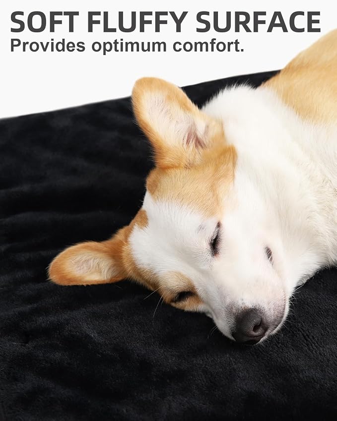 KSIIA Orthopedic Dog Bed for Large Dogs with Waterproof Lining, Black,35x22 | Deluxe Soft Plush Dog Crate Bed, Washable Pet Mat with Removable Cover & Egg Crate Foam for Large Dogs Sleeping & Relaxing