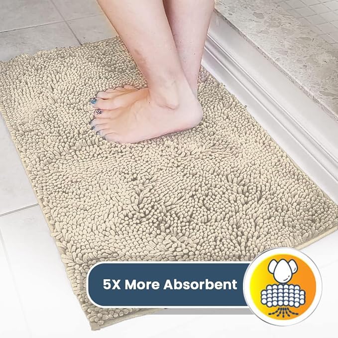 Muddy Mat® | Super Water Absorbent Door Mat Indoor, Microfiber Quick Dry Chenille Entryway Rug, Slip Resistant Front Door Mat, Indoor Mats for Entryway, Machine Washable Pet Rug, Ivory 3ft x 8ft
