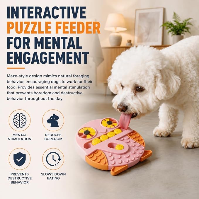 Slow Feeder Dog Bowl & Lick Mat, Interactive Puzzle Toy (Blue)
