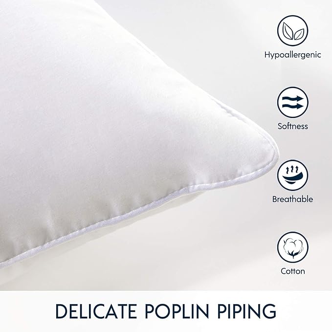 Phantoscope Throw Pillow Insert with 100% Cotton Cover, 12x20 Inch, 2 Pack | Soft Supportive Throw Pillows for Couch Bed, Hypoallergenic Breathable Pillows Inerts, Lumbar Decorative Cushion Sham Stuffer