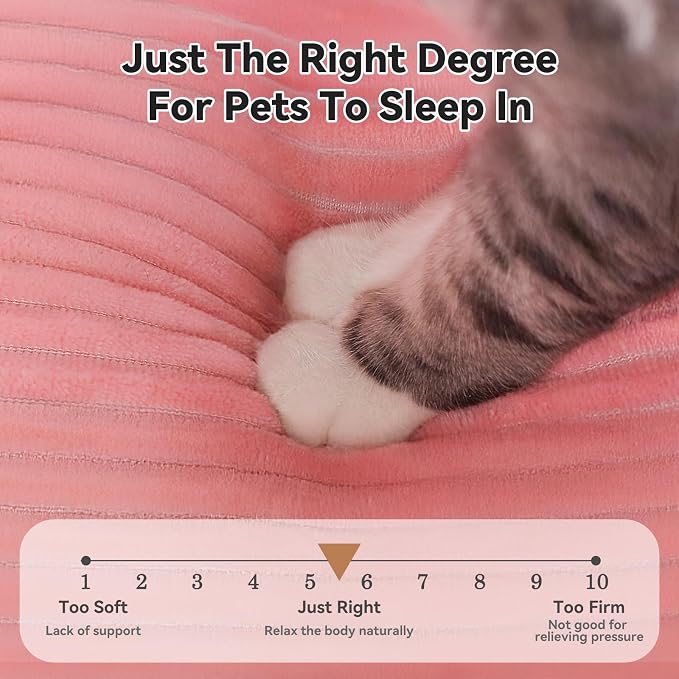 Zerbuger 20in Pink Rectangle Cat Dog Bed Machine Washable Sleeping Sofa | for Large Medium Small Pets Indoor Outdoor, Non-Slip Bottom Soft Puppy Bed Durable Orthopedic Calming Pet Cuddler