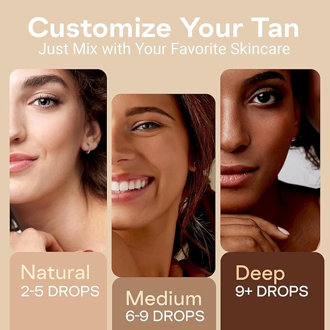Self Tanning Drops Kit with Mixing Palette – Made in Korea with Natural Ingredients, Aloe Leaf Juice & Hyaluronic Complex Face & Body Non-Toxic, Fragrance-Free, Sunless Bronzing Glow (white)