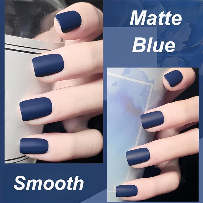 Matte Blue Nail Polish Quick Dry, Vegan Non Toxic Air Dry Nail Color for Women Girls, Royal Navy Blue Matte Finish
