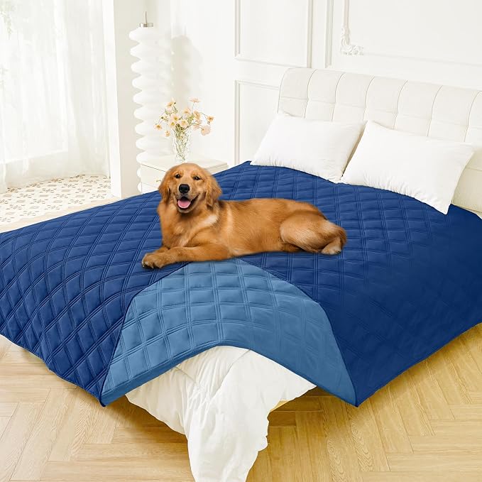 Smiry Waterproof Dog Bed Cover, Reversible Pet Blanket for Sofa Couch | Soft Washable Dog Blanket, Leakproof Couch Cover for Dogs Cats & Furniture Protection, 82x102, Navy/Blue