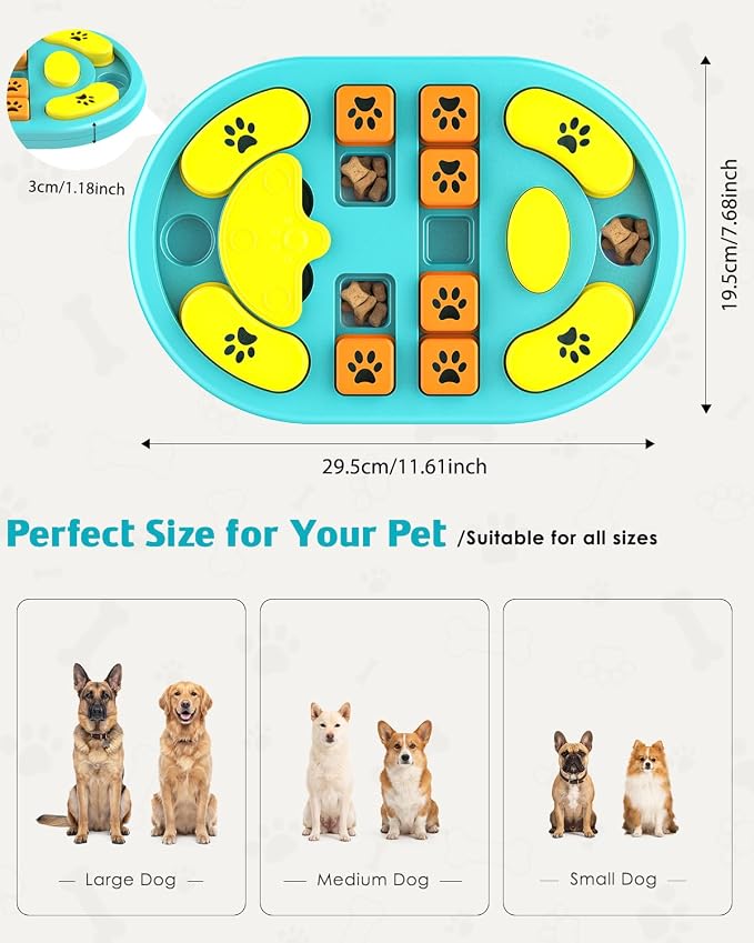 Dog Puzzle Toy, Interactive Enrichment Treat Food Puzzles, Blue | Mental & Brain Stimulation, Slow Feeder, For Smart Puppy Small Medium Large Dogs Cats