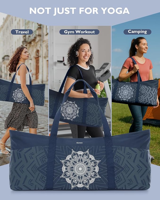 Gonex Yoga Mat Bag, Extra Canvas Gym Bag with Waterproof Pocket Metal Zipper, Fits Mat & Blocks, Stylish Yoga Mat Carrier for Women, Ideal for Yoga, Pilates, Workout, Travel