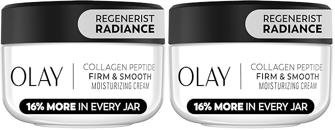 Olay Regenerist Radiance Collagen Peptide Face Moisturizer: Firm & Smooth Cream - Fragrance-Free,Hydrating,Firming,Anti-Aging & Anti-Wrinkle - 2 Oz,(Pack of 2)