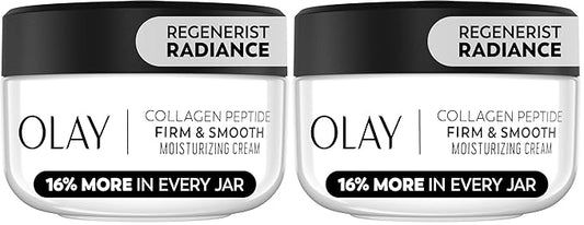 Olay Regenerist Radiance Collagen Peptide Face Moisturizer: Firm & Smooth Cream - Fragrance-Free,Hydrating,Firming,Anti-Aging & Anti-Wrinkle - 2 Oz,(Pack of 2)