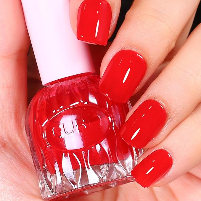 Major Dijit Quick Air Dry Nail Polish FireBrick Regular Nail Polish Non UV Gel Hema 0.34 fl oz.