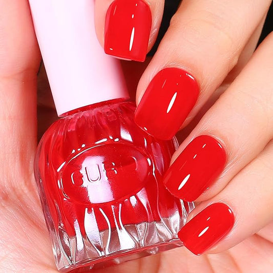 Major Dijit Quick Air Dry Nail Polish FireBrick Regular Nail Polish Non UV Gel Hema 0.34 fl oz.