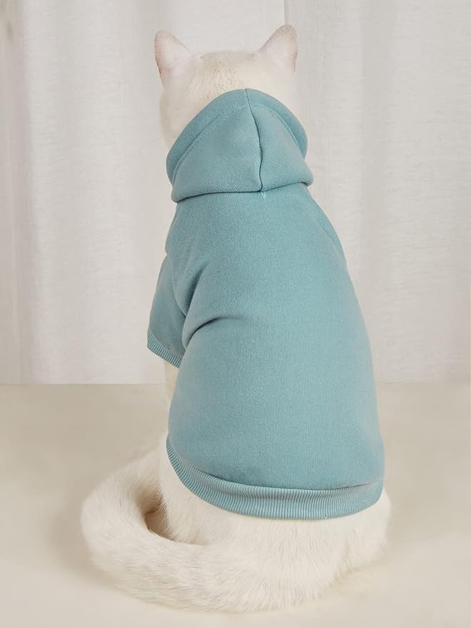 Basic Dog Hoodie Sweatshirt Puppy Sweater Warm Cat Costumes Pet Clothes for Chihuahua Puppy Kitten Small Medium Dogs Cadet Blue Small