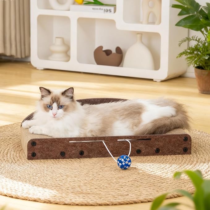 Avont 3-Piece Cardboard Cat Scratcher Set for Indoor Cats | Corrugated Cat Scratchers with Scratch Pad, Scratch Box and Lounge Bed
