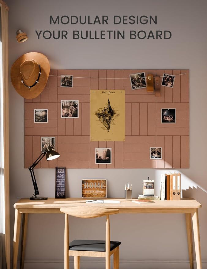 Fluxynara 36" x 24" Large Felt Bulletin Board, Terracotta | 6 Pack Cork Board Alternative with 30 Safe Adhesive Tabs, Felt Pin Boards for Wall Decor, Home, Office, Classroom, Dorm