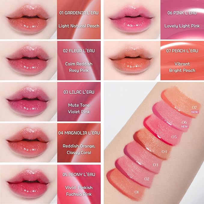 BBIA L’EAU Tint – Glossy & Glow Lip Stain, Watery Lip Tint, Non-Sticky, High Shine Finish, Long-lasting, Moisturizing, Lightweight, Natural, Daily Use, Vegan, Korean Makeup (04 MAGNOLIA L'EAU -MINI)