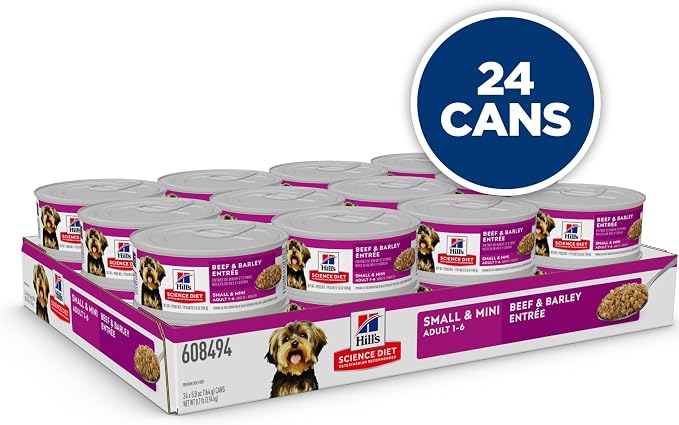 Hill's Science Diet Adult 1-6 Small & Mini Wet Dog Food | #1 Veterinarian Recommended, Beef & Barley, 5.8 oz. Cans, 24-Pack
