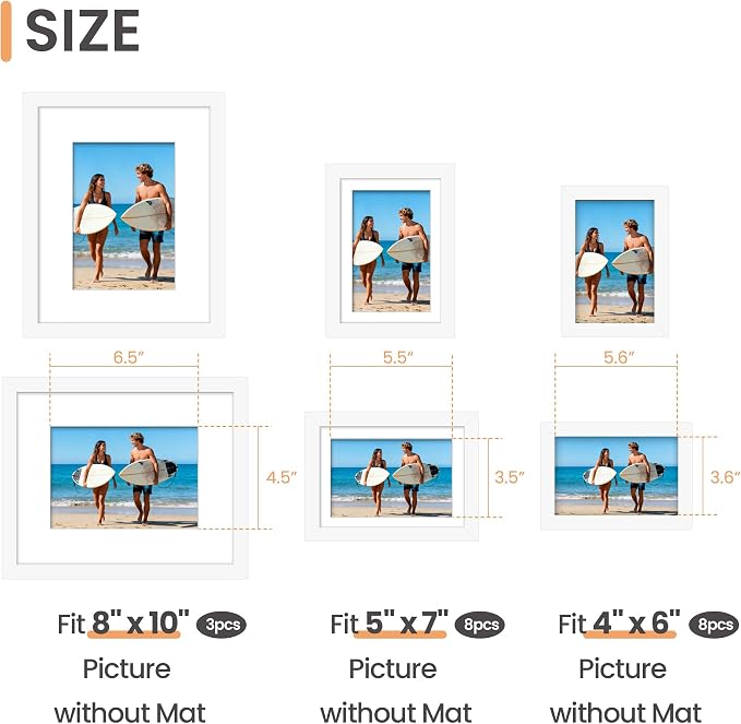 upsimples Picture Frames set of 19, Including 8x10, 5x7, 4x6 White Frame | Multi Picture Frames Collage Wall Decor, Gallery Wall Frame Set, Gift For Christmas, Mothers' day, Wedding, Dorm, Living Room